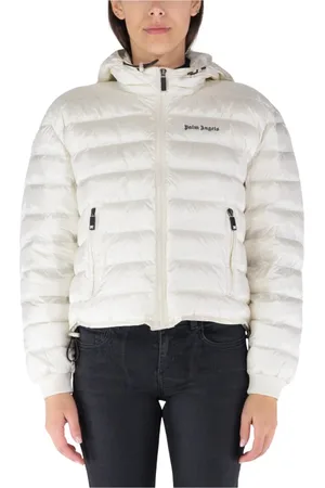 Palm Angels Jakke, Dame, Hvid, S, Bomuld, Hooded Down Jacket