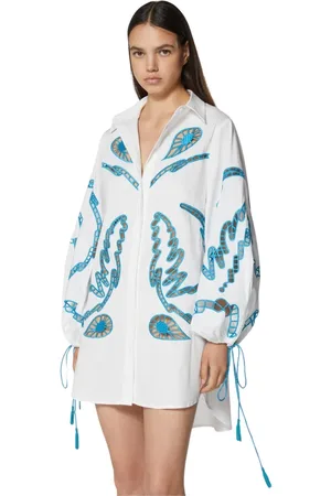 Silvian Heach Bluser & Skjorter, Dame, Hvid, L, Bomuld, Oversized skjorte med cut-out broderi