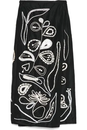FORTE FORTE Nederdel, Dame, Sort, S, Sort A-Line nederdel med perlebroderi