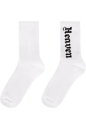 Palm Angels Undertøj, Herre, Hvid, L/XL, Bomuld, Logo Intarsia Sokker