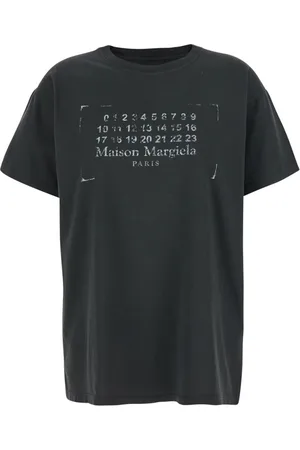Maison Margiela Top, Dame, Sort, M, Bomuld, Logo Print Bomulds T-Shirt