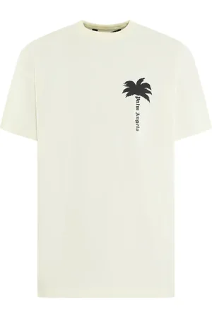 Palm Angels Top, Herre, , XL, Bomuld, Cracked Logo T-Shirt Cream