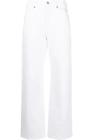 P.A.R.O.S.H. Jeans, Dame, Hvid, L, Bomuld, Straight Jeans High Waist
