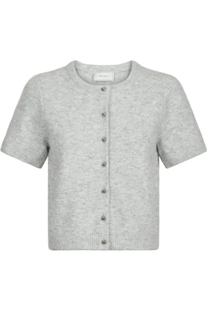 Neo Noir Strik, Dame, Grå, XL, Uld, Kortærmet Gråmeleret Cardigan