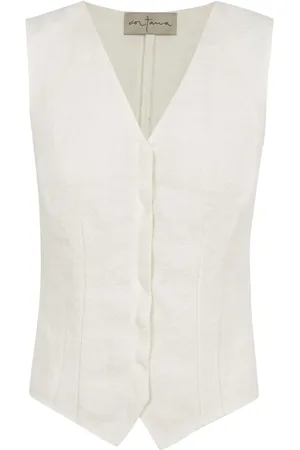 Cortana Top, Dame, Hvid, XL, Linned, Costa, elfenben linnedvest