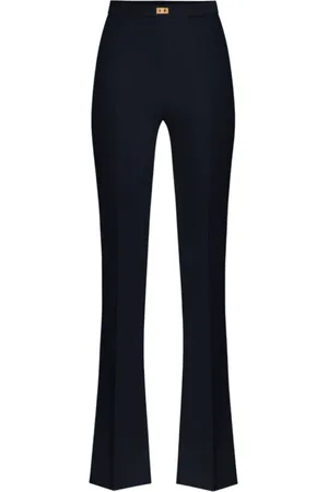 Elisabetta Franchi Bukser, Dame, Sort, L, Uld, Crêpe Bell-Bottom Bukser