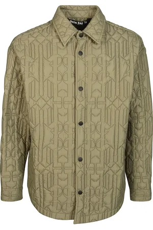 Palm Angels Jakke, Herre, Grøn, M, Uld, Quilted Monogram Shirt