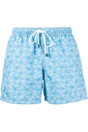 FEDELI Badetøj, Herre, Blå, 2XL, Uld, Badeshorts med dinosaurprint