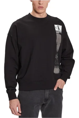 Calvin Klein Sweathshirts & Hoodies, Herre, Sort, 2XL, Bomuld, Modern Brushstroke Crew Neck Sweater