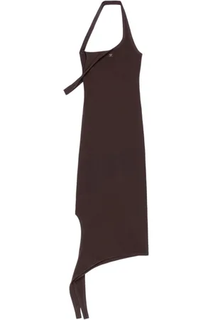 Courrèges Kjole, Dame, Brun, M, Polyester, Midi Kjole