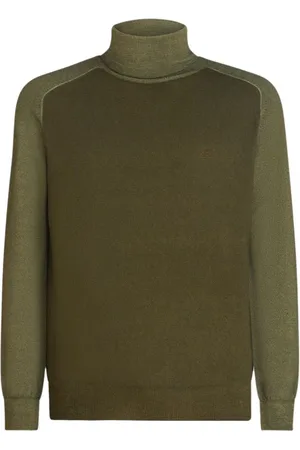 Etro Sweathshirts & Hoodies, Herre, Grøn, 2XL, Uld, T-neck sweater