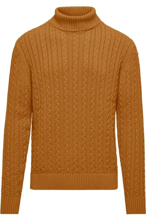 Bomboogie Strik, Herre, Brun, M, Bomuld, Varm Bomulds Kabelstrikket Mock Neck Rullekrave