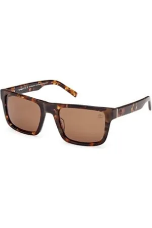 Timberland Tilbehør, Herre, Brun, 55 MM, Uld, Polariserede solbriller firkantet stil Havana