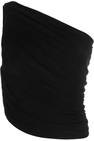 Norma Kamali Top, Dame, Sort, M, Uld, Diana Ruched One-Shoulder Top