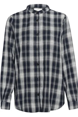 My Essential Wardrobe Bluser & Skjorter, Dame, Blå, XS, Klassisk Skjorte Mørk Safirblå Ternet