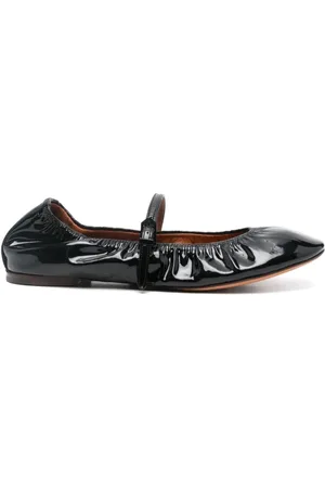 Lanvin Sko, Dame, Sort, 37 EU, Læder, Ballerina Sko med Rem