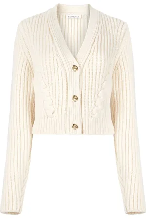 Nina Ricci Strik, Dame, , 2XL, Uld, V-hals Strikket Cardigan