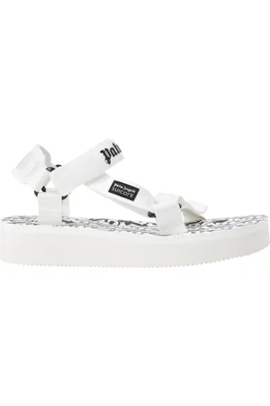 Palm Angels Sko, Herre, Hvid, 39 EU, Hvide gummisandaler med logo-rem