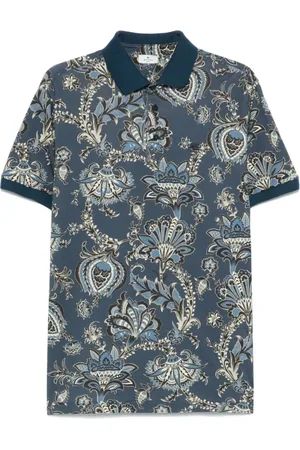 Etro Top, Herre, Blå, L, Uld, Blå poloshirt med knapper foran