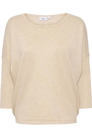 Saint Tropez Strik, Dame, , 2XL, Uld, R-Neck Pullover Strik Jojoba Melange