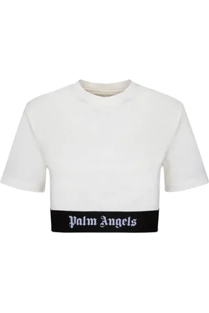 Palm Angels Top, Dame, Hvid, XS, Bomuld, Logo Band T-Shirt