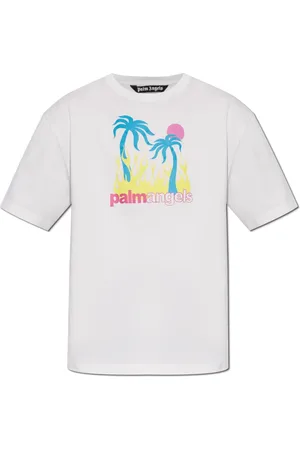 Palm Angels Top, Herre, Hvid, XL, Bomuld, T-shirt med print