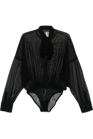 Norma Kamali Top, Dame, Sort, XS, Skjorte-bodysuit med sløjfe