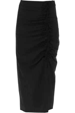 Ganni Nederdel, Dame, Sort, S, Uld, Ornamental Bow Midi Skirt