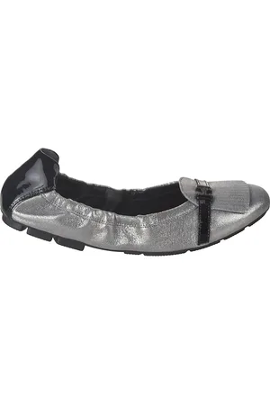 Hogan Sko, Dame, Grå, 37 EU, Læder, Sølvfarvede Ballerina Flats i Læder