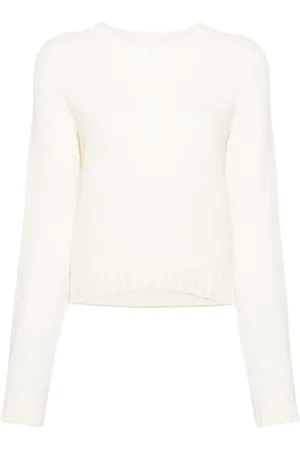 Palm Angels Strik, Dame, Hvid, M, Uld, Curved Logo Sweater