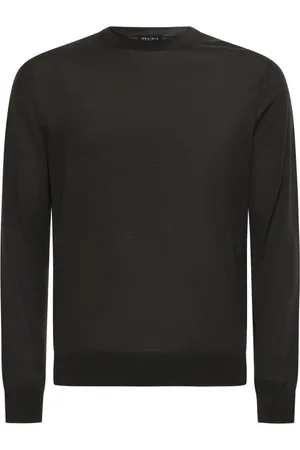 Ermenegildo Zegna Strik, Herre, Grå, L, Uld, Rundhalset strik