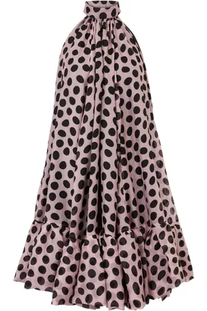 Nina Ricci Kjole, Dame, Flerfarvet, XS, Halterneck Peplum Hem Polka Dot Kjole