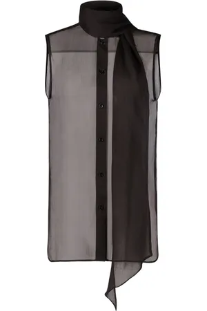 Nina Ricci Top, Dame, Sort, L, Ærmeløs skjorte med sløjfe