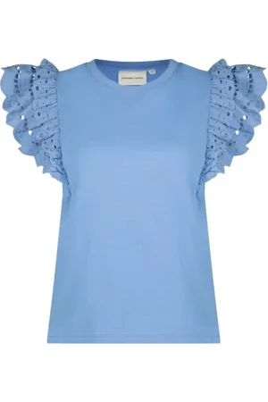Fabienne Chapot Top, Dame, Blå, XL, Bomuld, Butterfly Sleeve Cotton T-Shirt