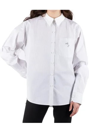 Acne Studios Bluser & Skjorter, Dame, Hvid, XS, Bomuld, Stribet skjorte med knapper