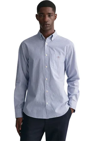 GANT Skjorte, Herre, Blå, XL, Bomuld, Banker Stripe Shirt