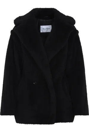 Max Mara Jakke, Dame, Sort, M, Uld, Sort Alpaka Uld Silke Frakke