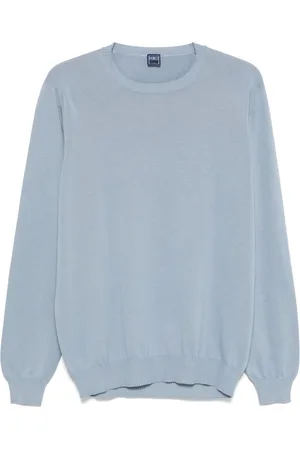 FEDELI Strik, Herre, Blå, L, Bomuld, Bomulds sweater