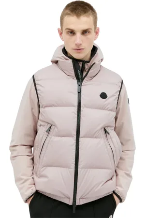 Moncler Jakke, Herre, Lyserød, S, Uld, Quilted Gilet med Logo Patch
