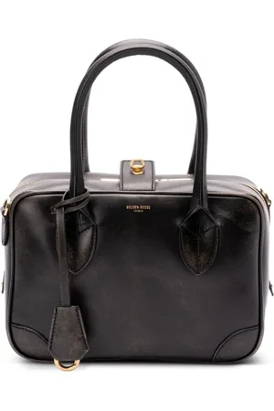 Golden Goose Taske, Dame, Sort, ONE SIZE, Uld, Sort læderrygsæk med guld detaljer