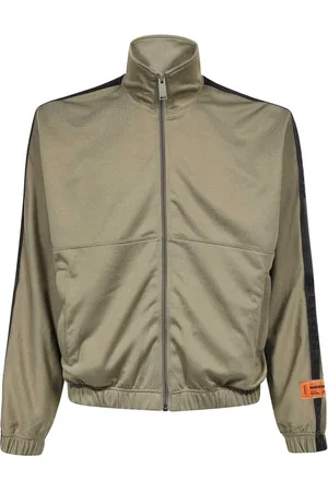 Heron Preston Sweathshirts & Hoodies, Herre, Grøn, L, Uld, Broderet Logo Fuld Zip Hættetrøje