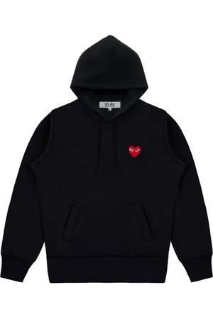Comme des Garçons Sweathshirts & Hoodies, Herre, Sort, L, Uld, Red Heart Logo Hættetrøje