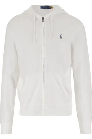 Ralph Lauren Sweathshirts & Hoodies, Herre, Hvid, L, Bomuld, Hvid Strik Trøje Med Hætte Langærmet