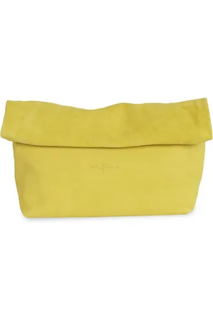 Cortana Taske, Dame, Gul, ONE SIZE, Læder, Delhi L, stor gul ruskind clutch
