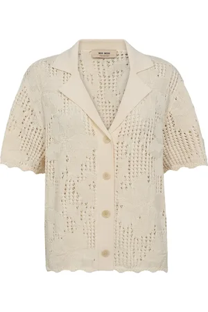 Mos Mosh Strik, Dame, , L, Bomuld, Blomst Strik Cardigan med Korte Ærmer