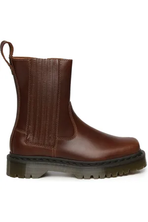 Dr. Martens Sko, Dame, Brun, 38 EU, Læder, Brun Læder Ankelstøvler med Sidelukning