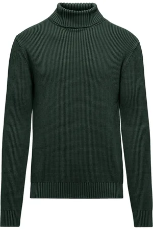 Bomboogie Strik, Herre, Grøn, 2XL, Bomuld, Ribstrikket Bomuldsrullekrave