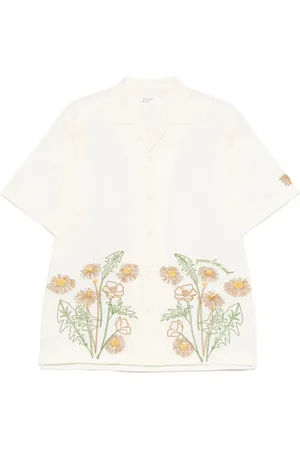 Universal Works Skjorte, Herre, , S, Bomuld, Blomstret broderet skjorte