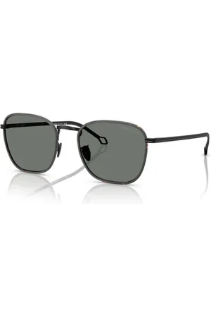 Giorgio Armani Tilbehør, Herre, Sort, 54 MM, Strukturerede firkantede solbriller med Windsor-rammer