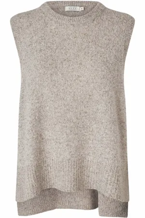 Masai Strik, Dame, , XL, Uld, Melange Striktrøje med Slidser